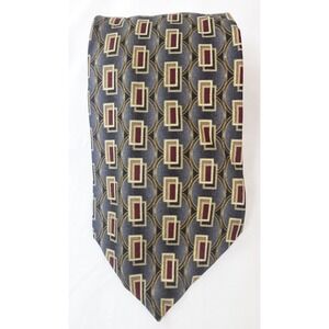 Vintage Franco Fossi Silk Tie Geometric Red Gold Rectangle Pattern Y2K VTG